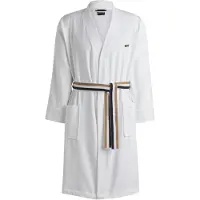 BOSS Cotton dressing gown with signature-stripe belt