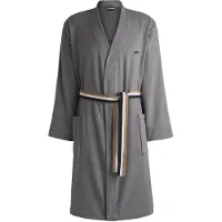 BOSS Cotton dressing gown with signature-stripe belt