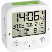 TFA-Dostmann 60.2528.02 DCF Väckarklocka Vit, Grön Larmtider 2