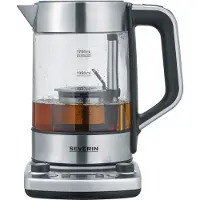 Severin Glasvattenkokare Vatten och Te 1,7L - - WK3422 - Programmerbar, automatisk filterlyft, Timer, rostfritt stål, 3000W