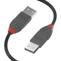 Lindy USB-kabel USB 2.0 USB-A kontakt, USB-A kontakt 5.00 m Svart guldpläterad kontakt 36695