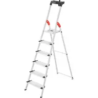 Hailo L80 ComfortLine 8040607 Aluminium Klappstege med trappsteg inkl. verktygsbricka Arbetshöjd (max.): 3.05 m Silver, Svart, Röd EN 131 6.7 kg