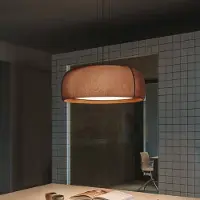 LEDS-C4 Hänglampa Gong, dimbar, Brun / rost, Vardagsrum / matsal, Textil / tyger / siden, Modern, Pendellampa