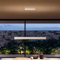 LINEA LIGHT Pendellampa Satori, dimbar, Vitt / opal, Vardagsrum / matsal, Aluminium / grå / zink