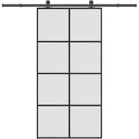 vidaXL Skjutdörr med hårdvara 102,5x205 cm ESG-glas och aluminium