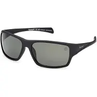 Timberland Matte Black Inramade Gröna Solglasögon med Polariserade Linser