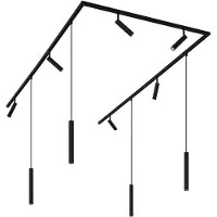 QAZQA Modernt skensystem med 6 spotlights och 4 pendellampor svart 1-fas - Slimline Uzzy Keno