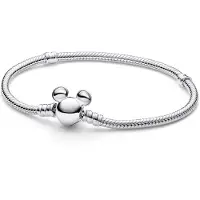Pandora Disney x Mickey Mouse Clasp Moments Snake Chain Bracelet Sterling silver armband 593061C00-17