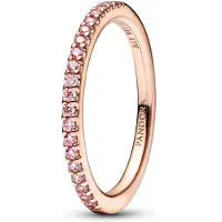 Pandora Moments 14k rose gold plated ring pink cz 182999C01-58