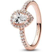 Pandora Timeless Stackable Sparkling Pear Halo 14k Rose gold-plated ring 182835C01-52