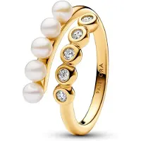 Pandora Timeless 14k gold-plated bypass pave pärlring 163146C01-52