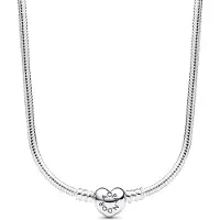 Pandora Moments Heart Clasp Snake Chain Necklace Sterling silver halsband 393091C00-45