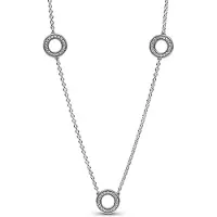 Pandora Signature Pave Circles Chain Sterling silver halsband 393162C01-50