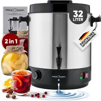 ProfiCook PC-EKA 1283, 32 l, 14 l, Svart, Rostfritt stål, Rostfritt stål, Plast, Plast