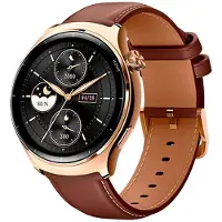 Mibro Lite 3 Pro - Smart klocka med rem - läder - handledsstorlek: upp till 246 mm - display 1.32 - Bluetooth, NFC - 57.15 g - guldrosa