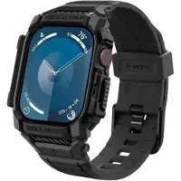 Spigen Rugged Armor Pro, Ask, Smartwatch, Svart, Apple, Apple Watch 10 (46mm), Termoplastisk polyuretan (TPU)