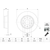 Bosch Bromsskiva 0 986 479 F23 bak, full, höggradigt förkolnad, 1 Stycke