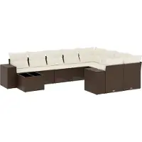 vidaXL Loungegrupp 10 delar med brun dynor konstrotting