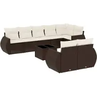 vidaXL Loungegrupp för trädgården med dynor 9 delar konstrotting brun