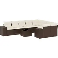 vidaXL Loungegrupp 10 delar med brun dynor konstrotting