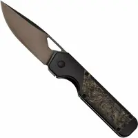 Kizer Cutlery Militaw KI3634A3 Black S45VN, Contoured Black Titanium &amp; Dark Matter Gold FatCarbon, pocket knife, Jonathan Styles design