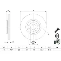 Bosch Bromsskiva 0 986 479 G82 fram, ventilerad, 1 Stycke