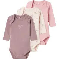 Name it Body l/ä - Noos - NbfBody - 3-pack - Knappt Rosa - - 1½ år (86) - Body L/Ä