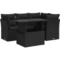 vidaXL Loungegrupp för trädgården med dynor 5 delar svart konstrotting