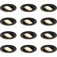QAZQA Set med 12 infällda spotlights svarta GU10 35 mm - Edu