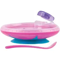 Nuby Värmeskål m. Sked - Rosa - - One Size - Skål