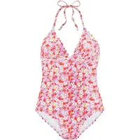 LASCANA Baddräkt beige / grön / lila / rosa / röd / vit