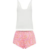 LASCANA Kort pyjamas orange / rosa / vit