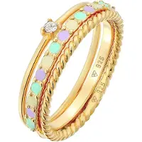 Elli Ring ljusgul / guld / mint / lavendel