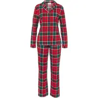 LASCANA Pyjamas mörkgrön / röd