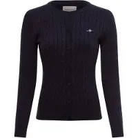 Gant för kvinnor. 4800103 Stickad cardigan i marinblå bomullsjersey med stretch (XS), Casual, Lång ärm, Marino