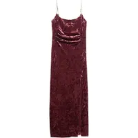 Superdry för kvinnor. W8011729A Långklänning i sammet Diamonte rödbrun (XL), Parti, Granat, Polyester, Ärmlös / Hängselbyxor