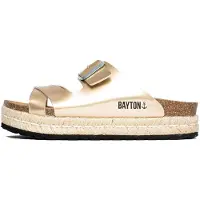 Bayton Pantolette 'Tenerife' guld / svartmelerad