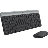 Logitech Slim Combo M Tangentbord, mus-set Sladdlös Tysta knappar US-engelska, QWERTY Grafit
