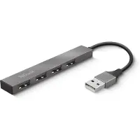 Trust 23786 USB-hubb 4 Port USB-A USB 2.0 480 MBit/s Aluminiumhölje USB-Hubs, Schnittstellen-Verteiler