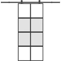 vidaXL Skjutdörr med beslagset härdat glas och aluminium 90x205 cm