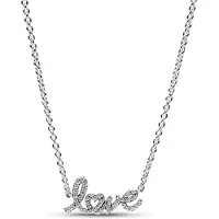 Pandora Moments Sparkling Handwritten Love Collier Necklace Sterling silver halsband 393076C01-45