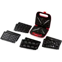 Domo Snack Party 5in1 Smörgås-brödröst Cool-Touch-hölje, Non-stick-beläggning Röd