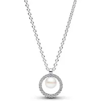 Pandora Timeless Pearl & pave collier Sterling silver halsband 393165C01-45