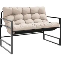 vidaXL Trädgårdsbänk med dyna taupe 113 cm stål
