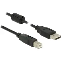DeLOCK USB-kabel USB 2.0 USB-A kontakt, USB-B kontakt 5.00 m Svart med ferritkärna 84899
