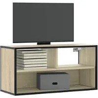 vidaXL Tv-bänk sonoma-ek 80x31x39,5 cm konstruerat trä och metall