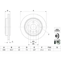 Bosch Bromsskiva 0 986 479 G87 bak, ventilerad, höggradigt förkolnad, 1 Stycke