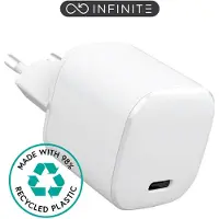 ESTUFF INFINITE - Strömadapter - 100% återvunnen plast - 20 Watt - 3 A - Apple Fast Charge, PD 3.0, QC 3.0 (24 pin USB-C) - vit