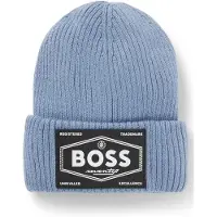 BOSS Kids' logo-badge beanie hat with faux-fur lining