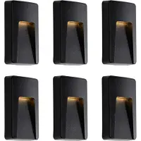 QAZQA Set om 6 svarta rektangulära utomhusvägglampor inkl. LED IP65 - Gem
